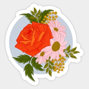 Vintage Floral Rose Botanical Bouquet Sticker